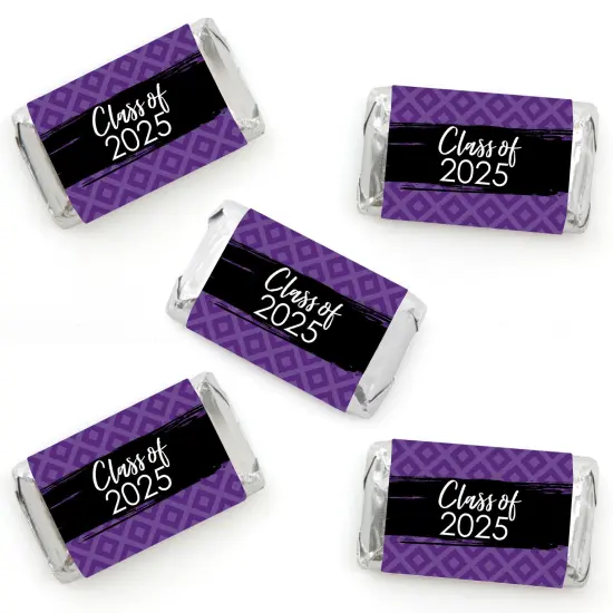 Big Dot of Happiness 2025 Purple Graduation Party - Mini Candy Bar Wrapper Stickers - Small Favors - 40 Count {1}