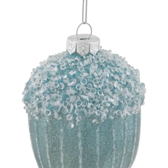 Northlight Glittered Mercury Glass Acorn Christmas Ornament - 4.5" - Blue {6}