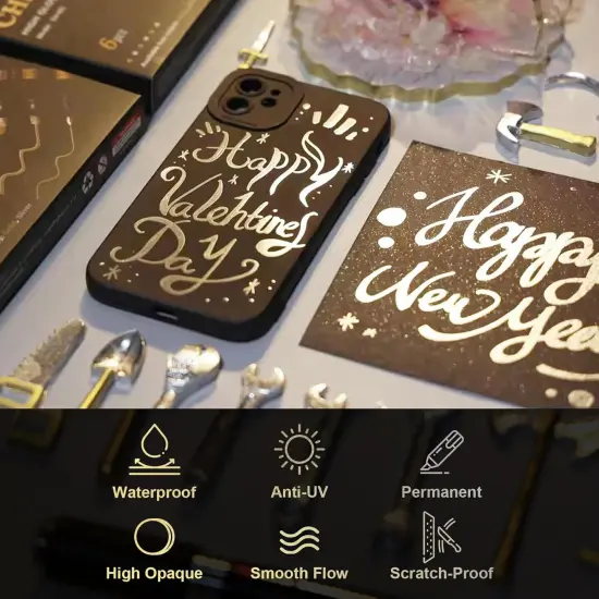 LET'S RESIN Liquid Mirror Chrome Metallic Markers, Reflective Gloss, 2-5mm Larger Application Area, 3 Colors Epoxy Resin Tools/Supplies for Coloring, Stroke, Painting, DIY Craft {6}