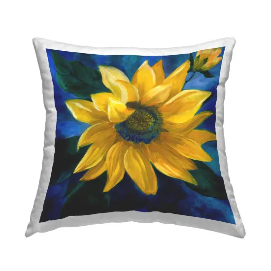 Sunflower Curling Petals Decorative Printed Throw Pillow Design by Nan, 18 x 7 x 18 {1}
