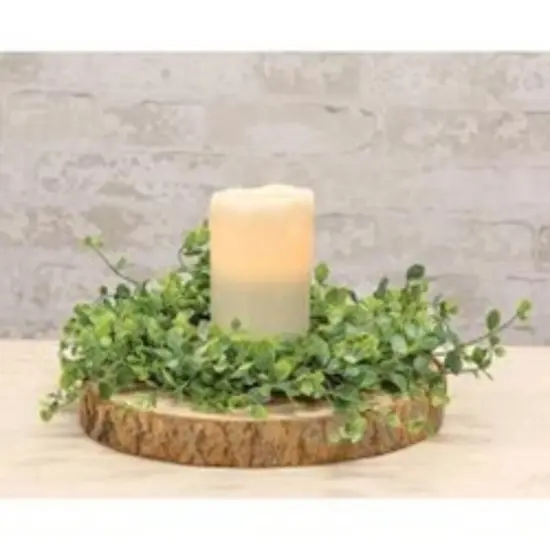 6.5" Seraph Vine Candle Ring with Plastic Green Leaves and Twig Base {2}