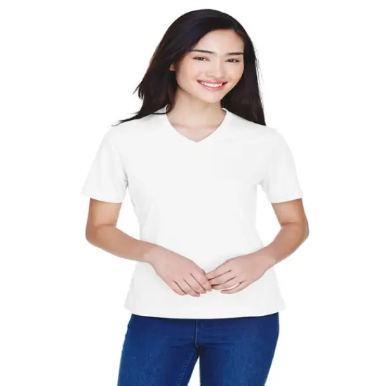 Team 365&reg; Ladies Zone Performance V neck Short Sleeve T-Shirt SAFETY YELLOW {3}