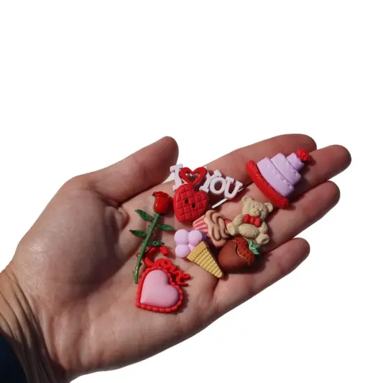 Buttons Galore Romance Button Assortment – 50+ Valentine’s Day Buttons for Sewing & Crafts – 6 Packs of Heart, Rose, Teddy Bear, and Treat Designs {6}