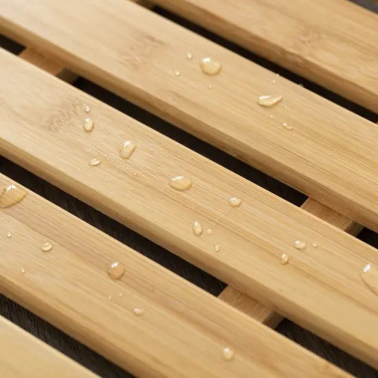 Basicwise 21.25-inch Luxury Non-Slip Waterproof Durable Bamboo Bath Mat - Multi-Purpose Home Essentials for Indoor and Outdoor Use - Perfect for Showers, Bathtubs, Spas, Saunas, Bathrooms, and Pools {6}