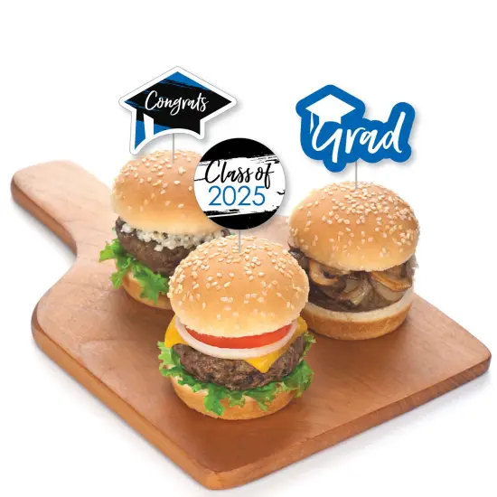 Big Dot of Happiness Blue 2025 Graduation Party - Dessert Cupcake Toppers - Clear Treat Picks - Set of 24 {4}