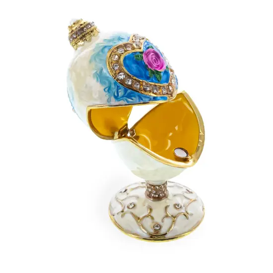 Rose in Crystal Valentine's Heart Royal Inspired Easter Egg 3.25 Inches {4}