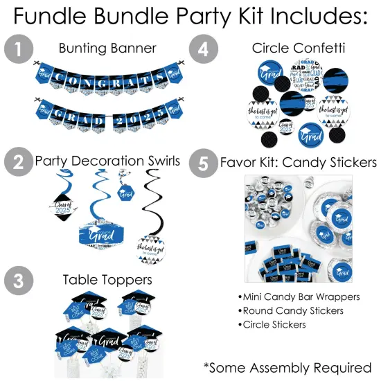 Big Dot of Happiness 2025 Blue Graduation Party Supplies - 387 Piece Decoration Kit - Fundle Bundle {3}