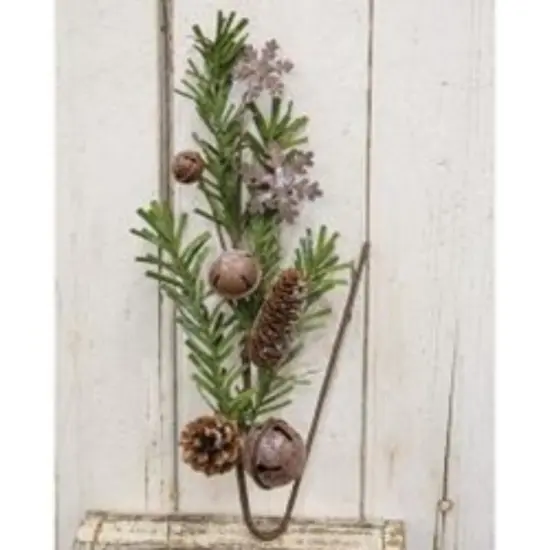 Rusty Glitter Bell & Snowflake Pine Spray 24" {2}