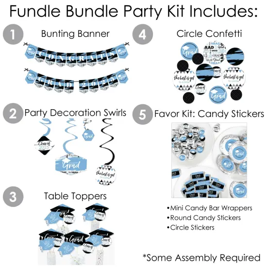 Big Dot of Happiness 2025 Light Blue Graduation Party Supplies - 387 Piece Decoration Kit - Fundle Bundle {3}