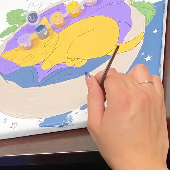 Angels Craft Paint by Number Canvas Set - Dreamy Whiskers | Includes: 1 Pre-printed Canvas, 6 Acrylic Paint pots, 1 Artist Brush {4}