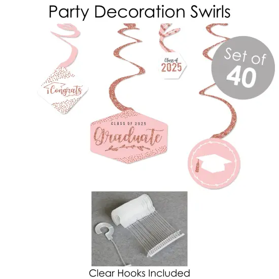 Big Dot of Happiness Rose Gold Grad - 2025 Graduation Party Supplies - Banner Decoration Kit - Fundle Bundle {6}