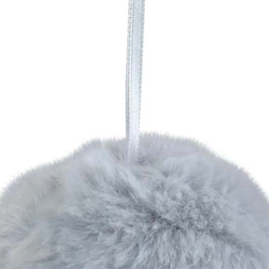 Northlight Plush Furry Christmas Ball Ornament - 3" - Light Gray {5}