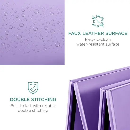 Best Choice Products 10ftx4ftx2in Folding Gym Mat 4-Panel w/ Carrying Handles & Folding Balance Beam Purple w/Beam {5}