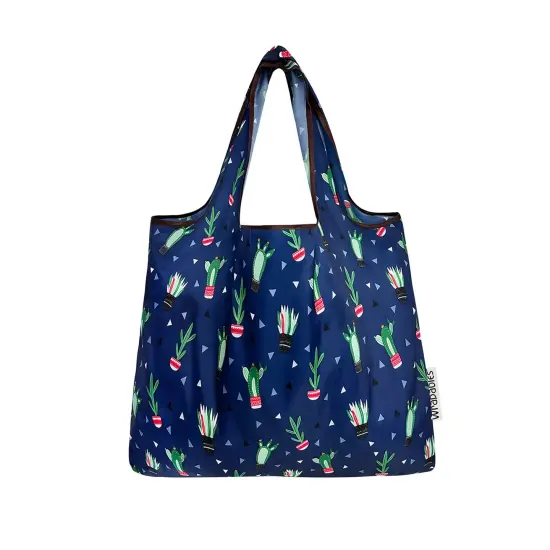 Wrapables Foldable Tote Nylon Reusable Grocery Bag (Set of 2), Cactus Party {3}