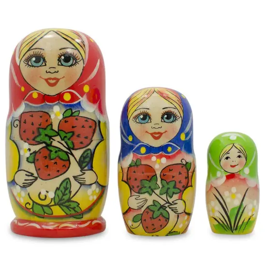 3 Strawberries Multi-ColorNesting Dolls 4 Inches {1}