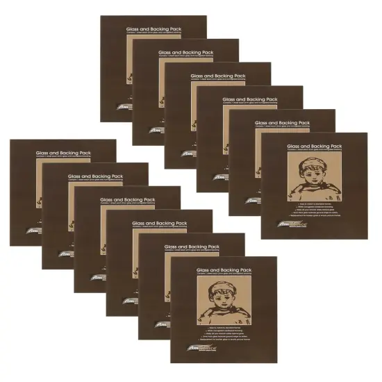 Ambiance Picture Frame Glass and Backing - 2mm Thick Glass Sheet, Box of 12 - Glass Panel for Open Back Frames or Glass Replacement - Includes White Corrugated Cardboard Backing {1}