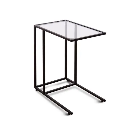 Coffee Side End Table with Glass Top and Sturdy Metal Frame {1}