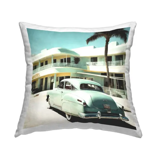 Classic Car at Motel Decorative Printed Throw Pillow Design by Noah Bay, 18 x 7 x 18 {1}