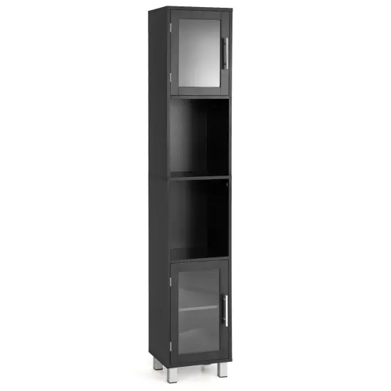 71 Inch Tall Tower Bathroom Storage Cabinet and Organizer Display Shelves for Bedroom Grey {9}