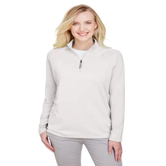 Devon & Jones&reg; &nbsp;Ladies Clubhouse Micro-Stripe Quarter-Zip SILVER {1}