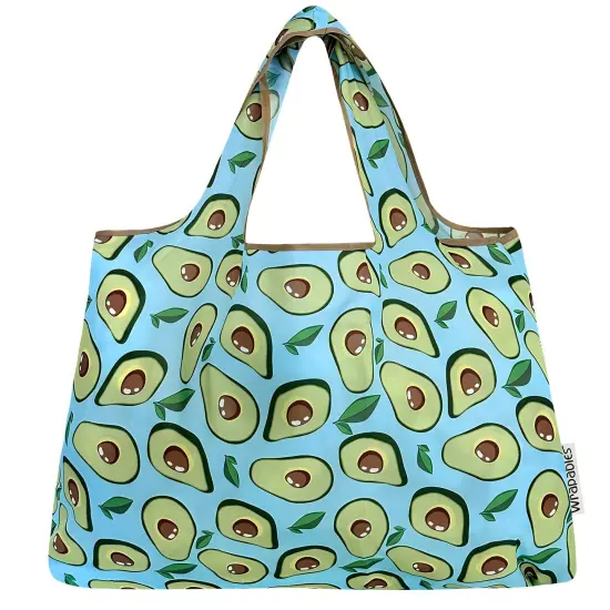 Wrapables Large Foldable Tote Nylon Reusable Grocery Bags, Avocado {3}
