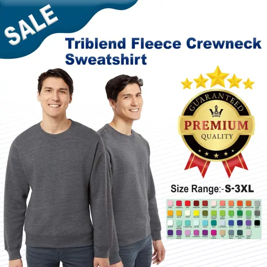 J. America&reg; Triblend Fleece Crewneck Sweatshirt {2}