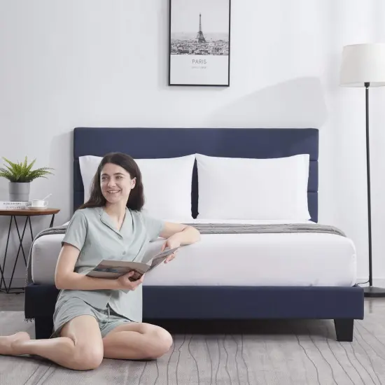 Nestl Horizontal Channel Upholstered Platform Bed {2}