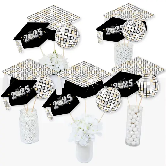 Big Dot of Happiness Disco Grad - 2025 Groovy Graduation Party Centerpiece Sticks - Table Toppers - Set of 15 {4}