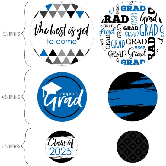Big Dot of Happiness 2025 Blue Graduation Party Giant Circle Confetti - Party Decorations - Large Confetti 27 Count {3}