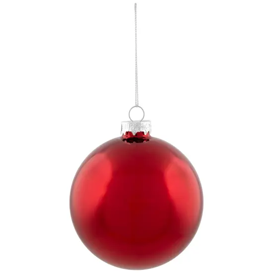 Northlight 2-Finish Christmas Glass Ball Ornaments - 4" (100mm) - Red - 4ct {6}