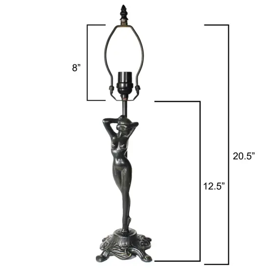 Aphrodite Metal Lamp Base, Antique Bronze Finish with Gold Highlights, Nicely Weighted, 20.5" Tall {2}