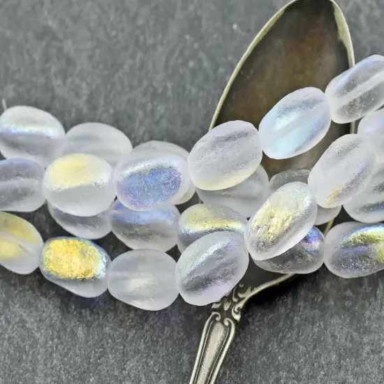 *8* 10x15mm Etched Crystal AB Twisted Rectangle Beads {5}