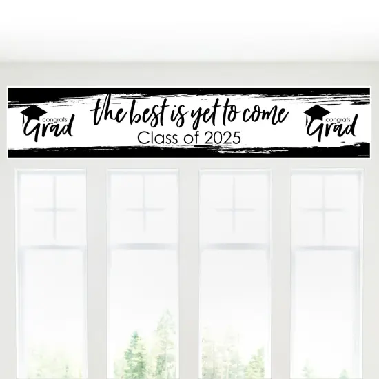 Big Dot of Happiness Black and White 2025 Graduation Party Decorations Party Banner {6}