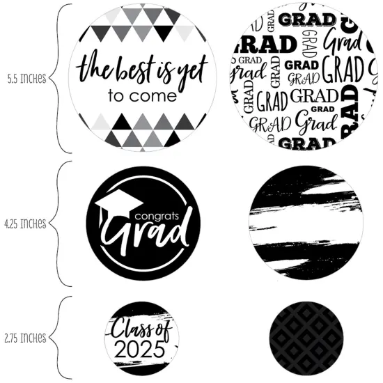 Big Dot of Happiness 2025 Black and White Graduation Party Giant Circle Confetti - Party Decorations - Large Confetti 27 Count {3}