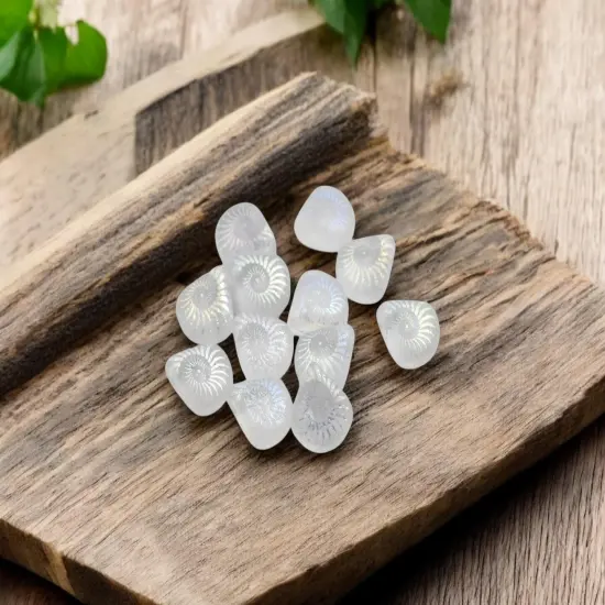 *12* 12x11mm Acid Etched Crystal AB Laser Etched Briolette Beads {3}