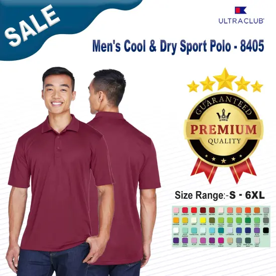 UltraClub&reg; Men's Cool & Dry Sport Polo MAROON {2}