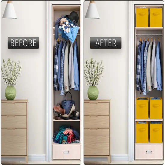 Sorbus Fabric Storage Cube 1 Pc - 11 Inch Foldable Storage Baskets for Shelves and Cubbies Dark yellow {6}