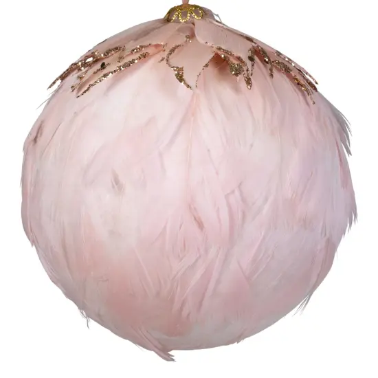 Northlight Glitter Feather Hanging Christmas Ball Ornament - 8" - Pink {5}