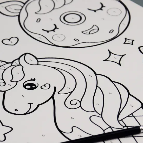 Angels Craft Paint by Number Canvas Set - Kawaii Treats | Includes: 1 Pre-printed Canvas, 6 Acrylic Paint pots, 1 Artist Brush {3}