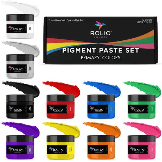 Rolio Pigment Paste Set, 10 Solid Colors, 1oz Jars Each - for Epoxy Resin, Resin Pigment, Epoxy Resin Dye Paste, Epoxy Paint, Resin Paste Pigment, Epoxy Resin Color Pigment Paste {1}