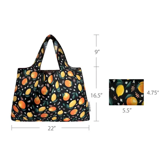 Wrapables Large Foldable Tote Nylon Reusable Grocery Bags, Oranges & Lemons {2}