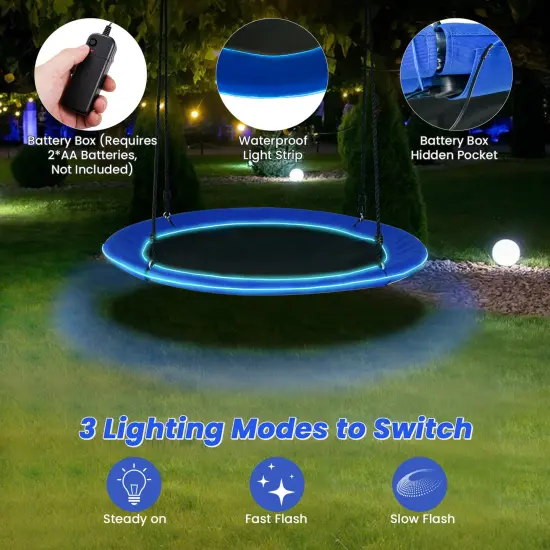 LED Lights Saucer Tree Swing for Kids Navy {5}