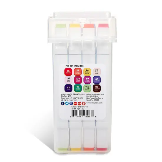 KINGART&reg; PRO Double-Ended Alcohol Markers, 12 Floral Colors, Fine & Chisel Tip {6}
