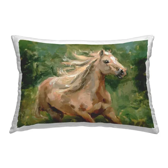 Dashing Horse in Nature Decorative Printed Throw Pillow Design by Victoria Barnes, 14 x 7 x 20 {1}