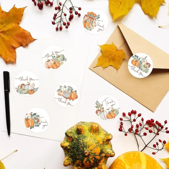 500Pcs Fall Thank You Stickers Watercolor {3}