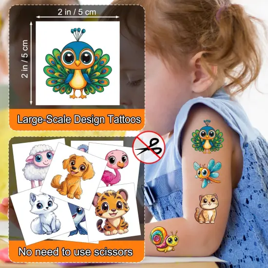 102 Styles Mixed Cute Animals Stickers - Temporary Tattoo Stickers for Kids {4}