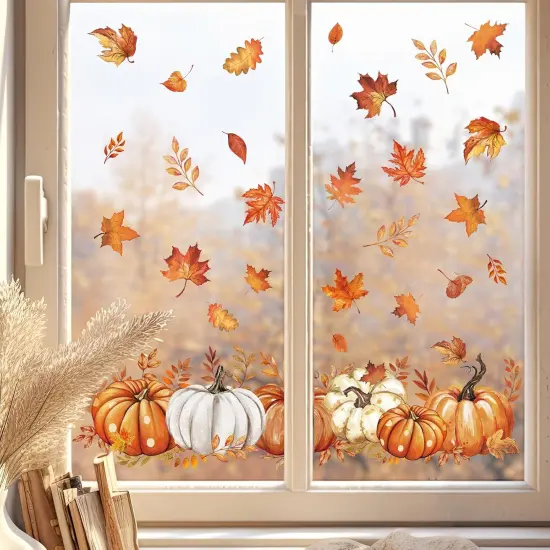 Fall Window Clings Stickers - Leaves Pumpkin {3}