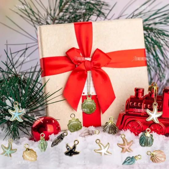 60 Pack Ocean Starfish Conch Seashell Enamel Charms Pendants for DIY Jewelry Making (Ocean Style 1) {4}