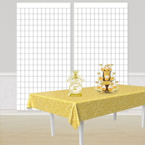 6 Pack Bulk White Metallic Party Square Curtain {3}