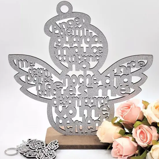 12pcs Wood Religious Centerpiece Cross Guardian Angel Baby Wings Silver {2}